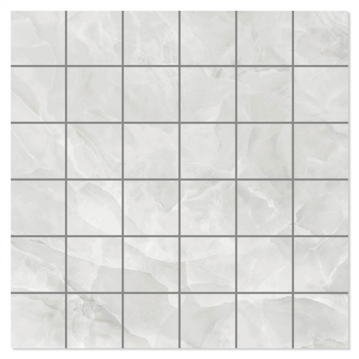 Marmor Mosaik Klinker Poyotello Ljusgrå Polerad 30x30 (5x5) cm-0